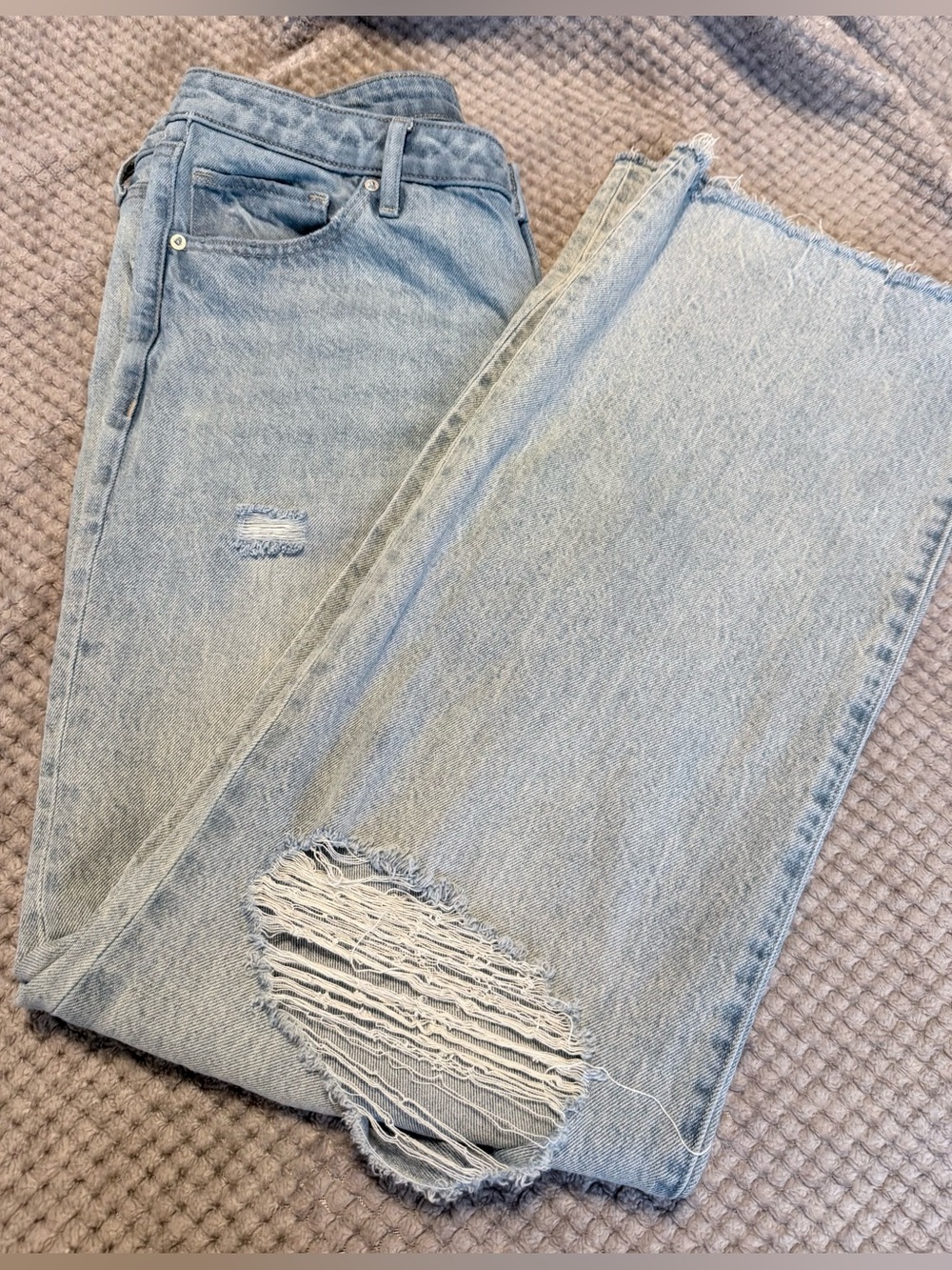 Express High-Waisted Wide Leg Denim Jeans – Light/Medium Wash, Size 12L